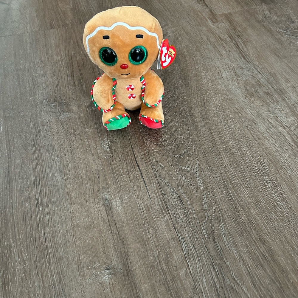 NWT Ty Gingerbread Plush Toy with Green and Red Accents